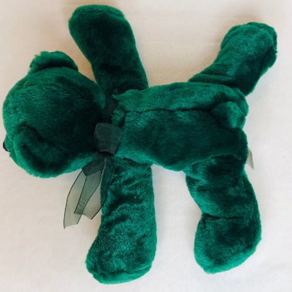 $10 Vintage Kellytoy Collectable Green Dog Plush Stuffed Animal Brown Eyes - Picture 6 of 8